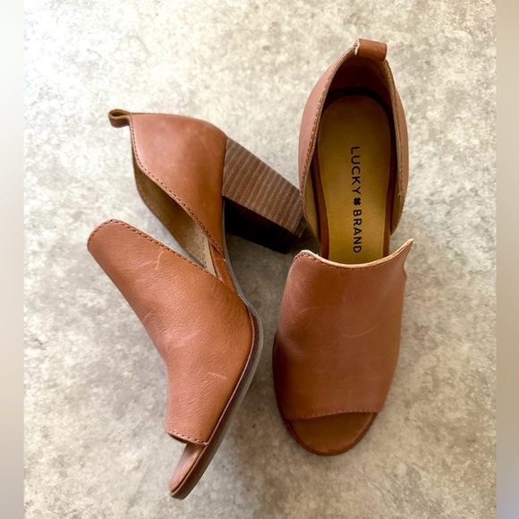 Lucky Brand Shoes - Lucky Brand Leather Tan Heel Ankle Boots Size 6.5